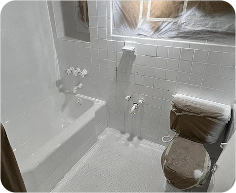 Tile resurfacing with durable waterproof refinished finish.