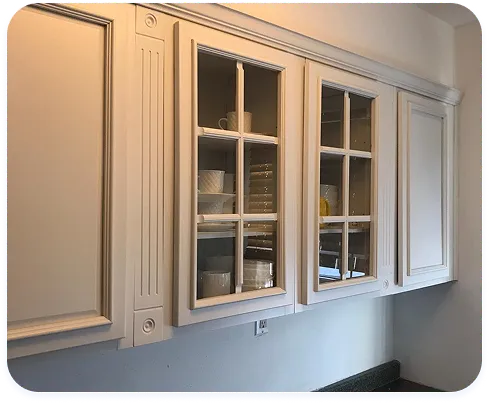 High-gloss kitchen cabinet refinishing with durable new finish